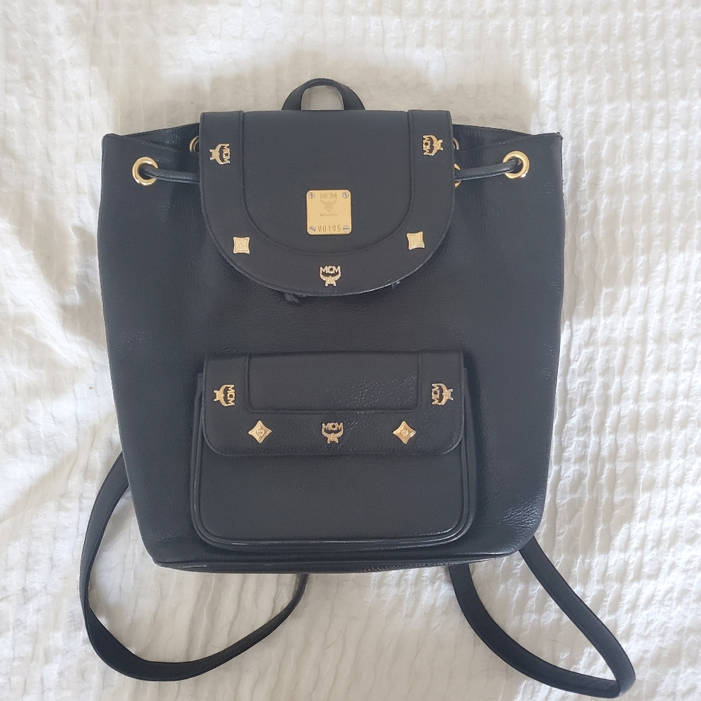 vintage leather mcm backpack